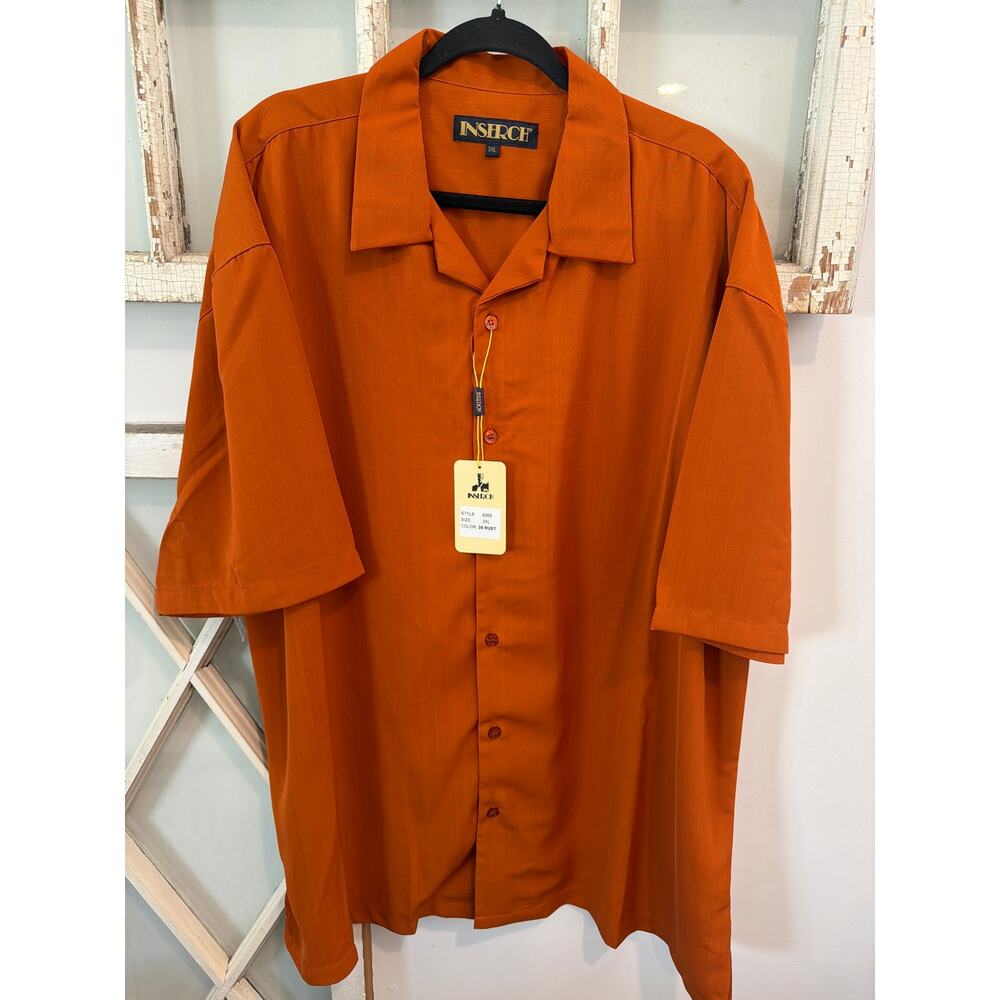 NWT Inserch size 3XL rust colored button down mens shirt